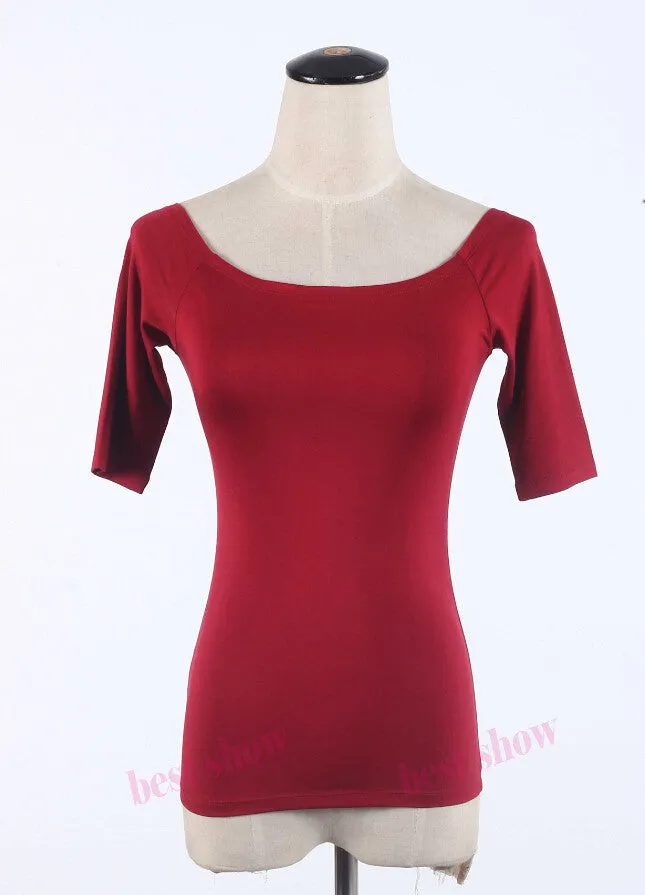 Summer Fashion Sexy Off The Shoulder Tops For Women Casual Short Sleeve Cotton T-shirts Black White Red Gray Blue Color