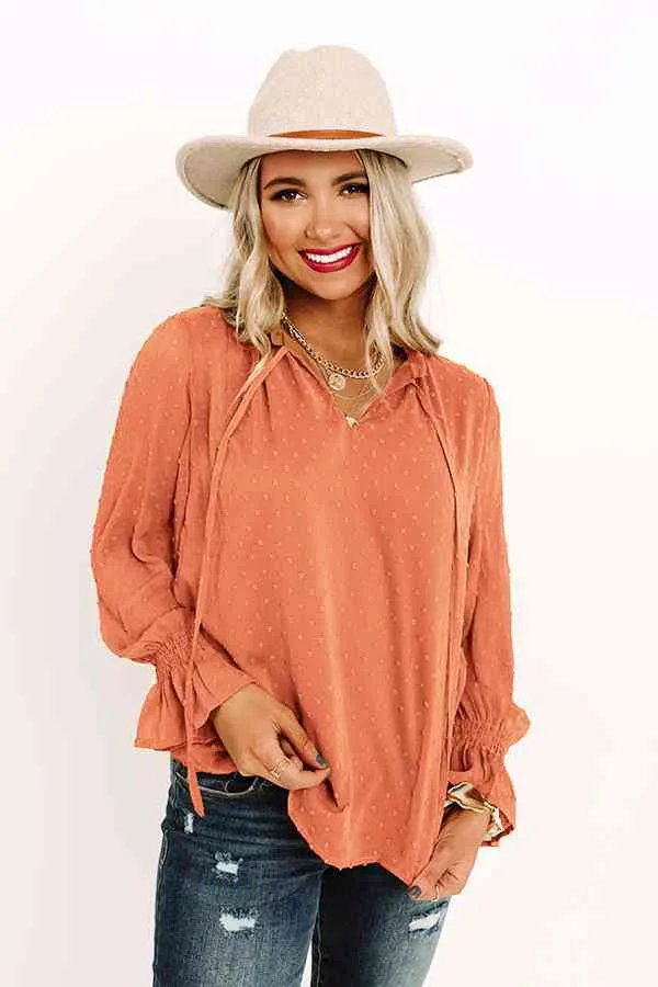 Swiss Dot Tie Neck Flounce Sleeve Blouse (2 Colors)