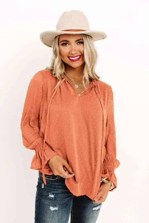 Swiss Dot Tie Neck Flounce Sleeve Blouse (2 Colors)