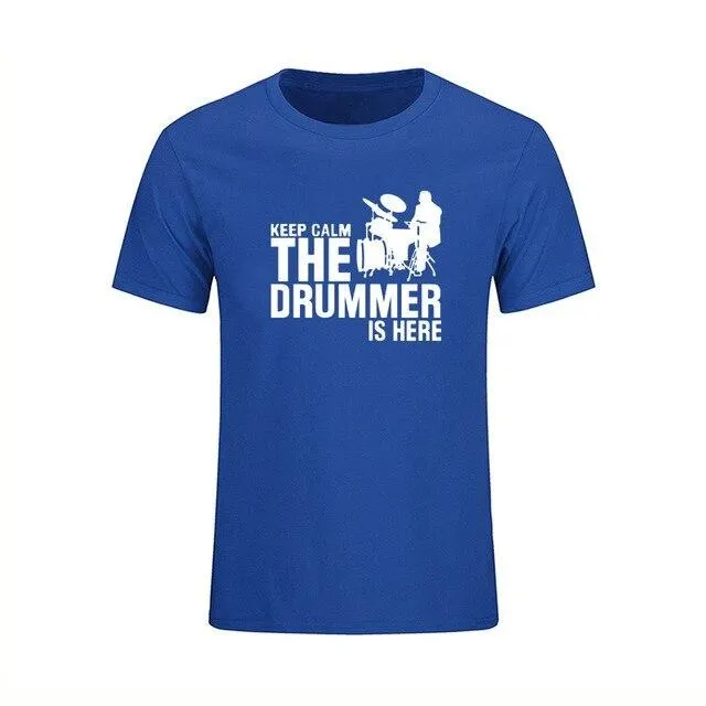 T-Shirt 'Keep Calm The Drummer Is Here' Men's Music Tops Various Colors