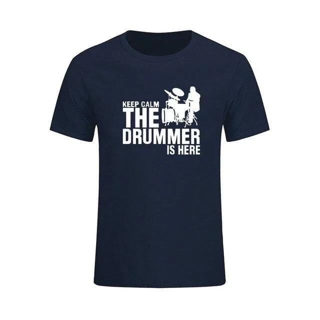 T-Shirt 'Keep Calm The Drummer Is Here' Men's Music Tops Various Colors