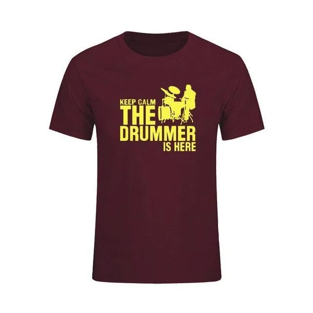 T-Shirt 'Keep Calm The Drummer Is Here' Men's Music Tops Various Colors