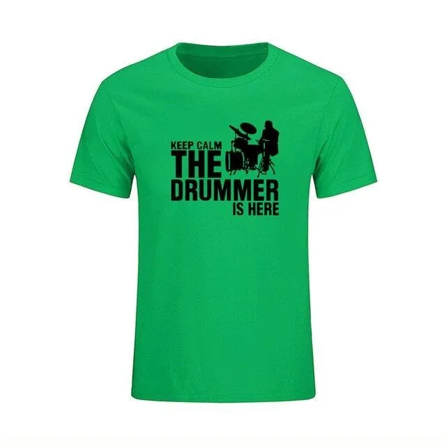 T-Shirt 'Keep Calm The Drummer Is Here' Men's Music Tops Various Colors