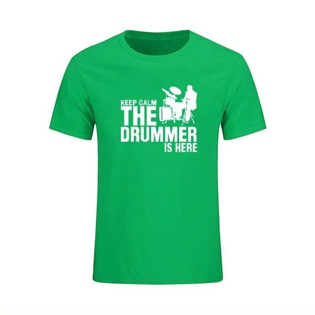 T-Shirt 'Keep Calm The Drummer Is Here' Men's Music Tops Various Colors