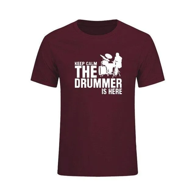 T-Shirt 'Keep Calm The Drummer Is Here' Men's Music Tops Various Colors