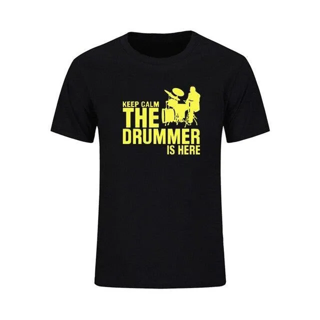 T-Shirt 'Keep Calm The Drummer Is Here' Men's Music Tops Various Colors