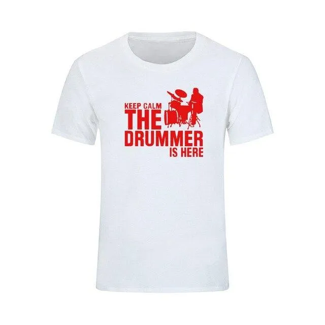 T-Shirt 'Keep Calm The Drummer Is Here' Men's Music Tops Various Colors