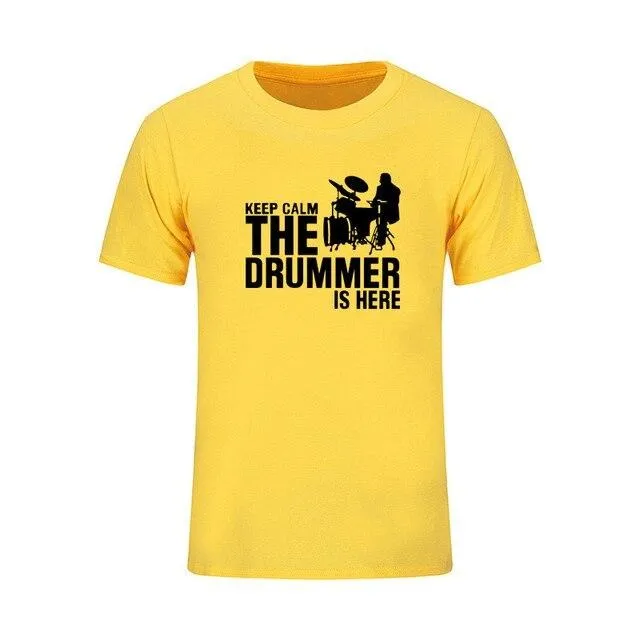 T-Shirt 'Keep Calm The Drummer Is Here' Men's Music Tops Various Colors