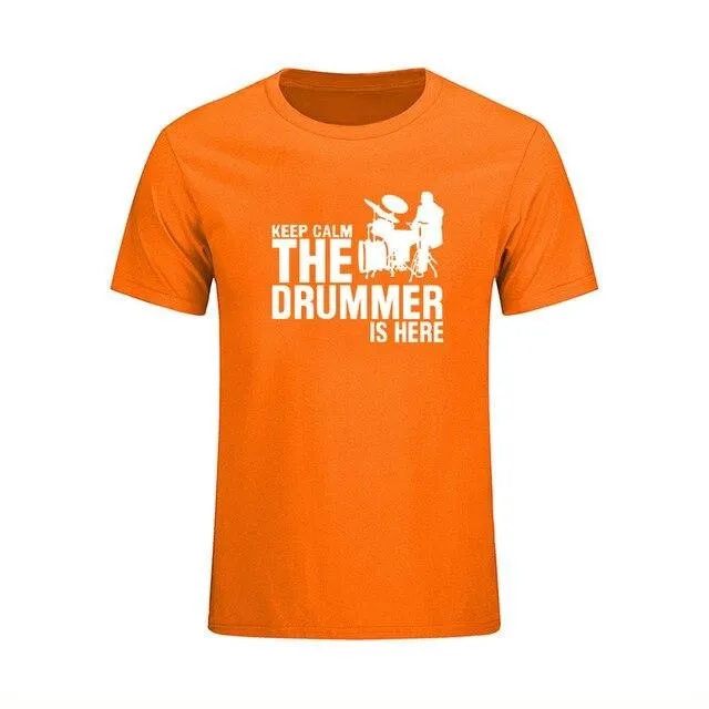 T-Shirt 'Keep Calm The Drummer Is Here' Men's Music Tops Various Colors