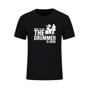 T-Shirt 'Keep Calm The Drummer Is Here' Men's Music Tops Various Colors
