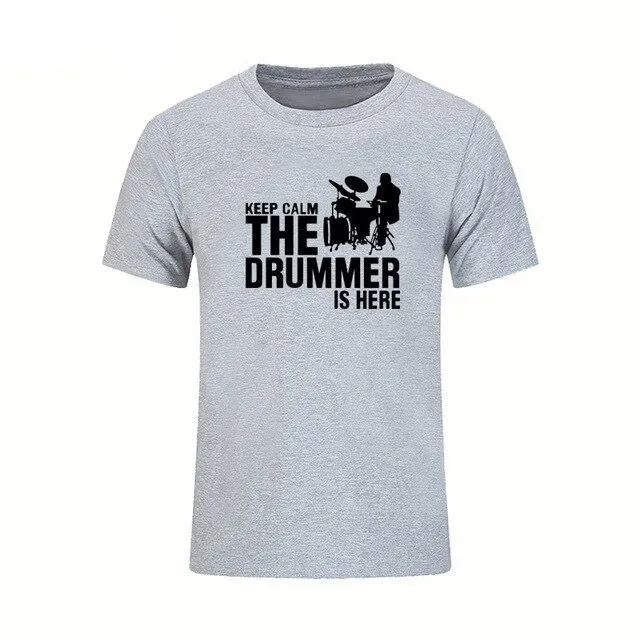 T-Shirt 'Keep Calm The Drummer Is Here' Men's Music Tops Various Colors