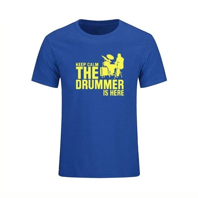 T-Shirt 'Keep Calm The Drummer Is Here' Men's Music Tops Various Colors