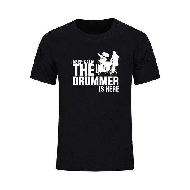 T-Shirt 'Keep Calm The Drummer Is Here' Men's Music Tops Various Colors
