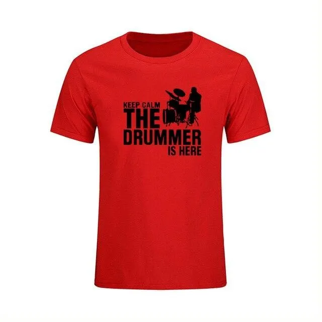T-Shirt 'Keep Calm The Drummer Is Here' Men's Music Tops Various Colors