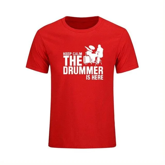 T-Shirt 'Keep Calm The Drummer Is Here' Men's Music Tops Various Colors