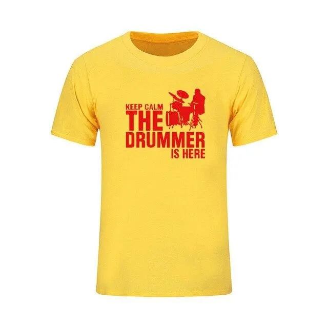 T-Shirt 'Keep Calm The Drummer Is Here' Men's Music Tops Various Colors