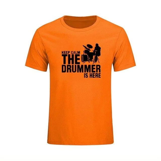 T-Shirt 'Keep Calm The Drummer Is Here' Men's Music Tops Various Colors