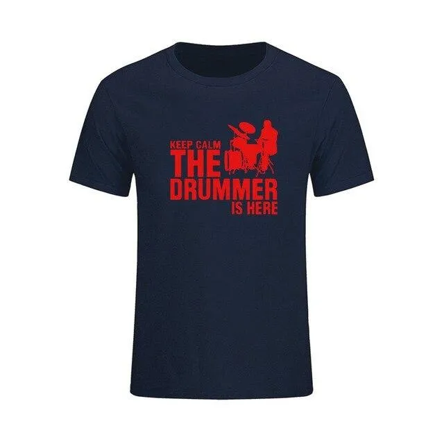 T-Shirt 'Keep Calm The Drummer Is Here' Men's Music Tops Various Colors