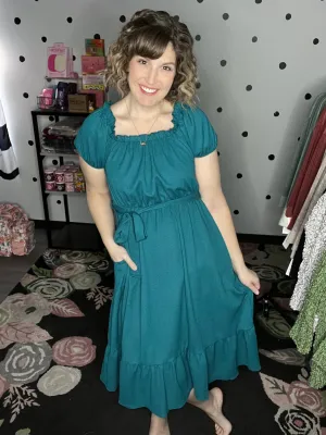 Teal & Berry Crinkle Midi Dress