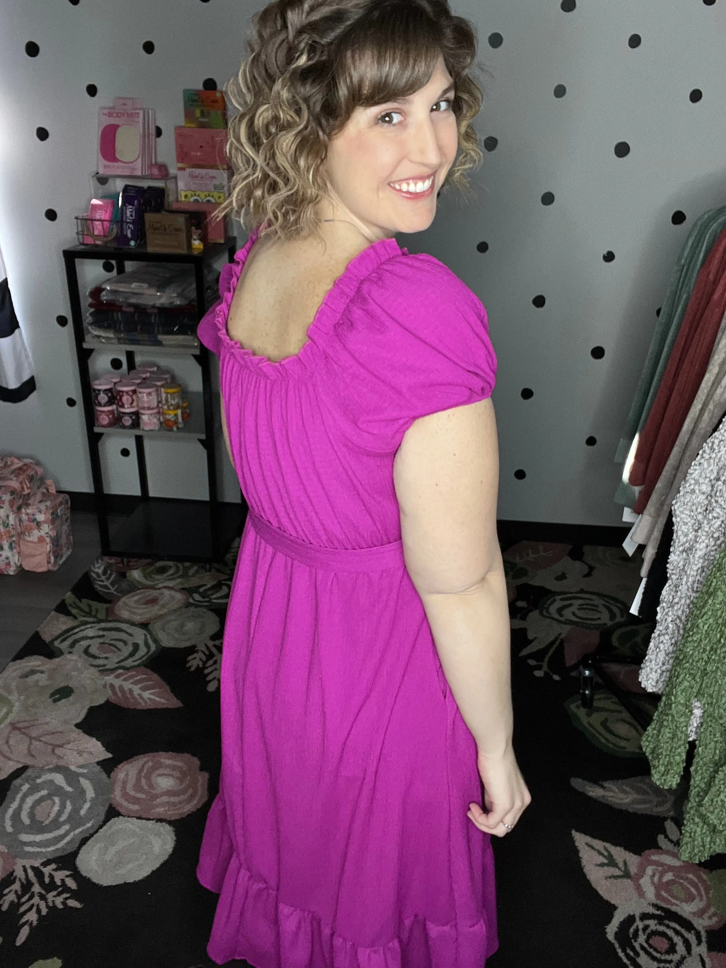 Teal & Berry Crinkle Midi Dress