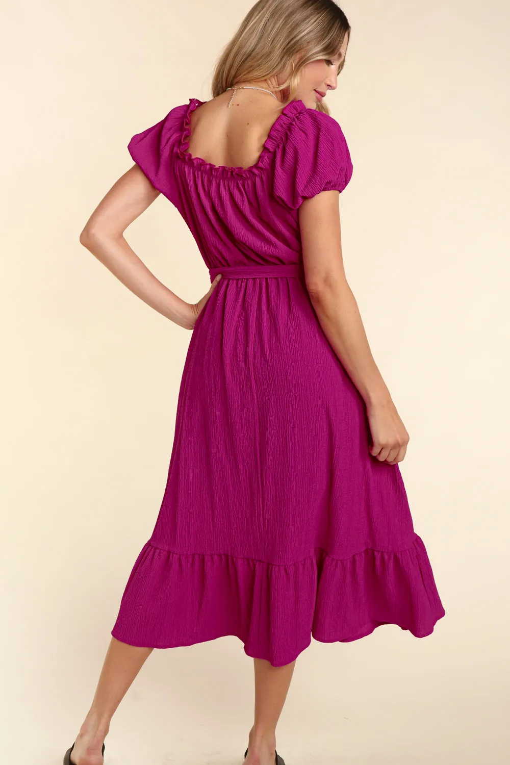 Teal & Berry Crinkle Midi Dress