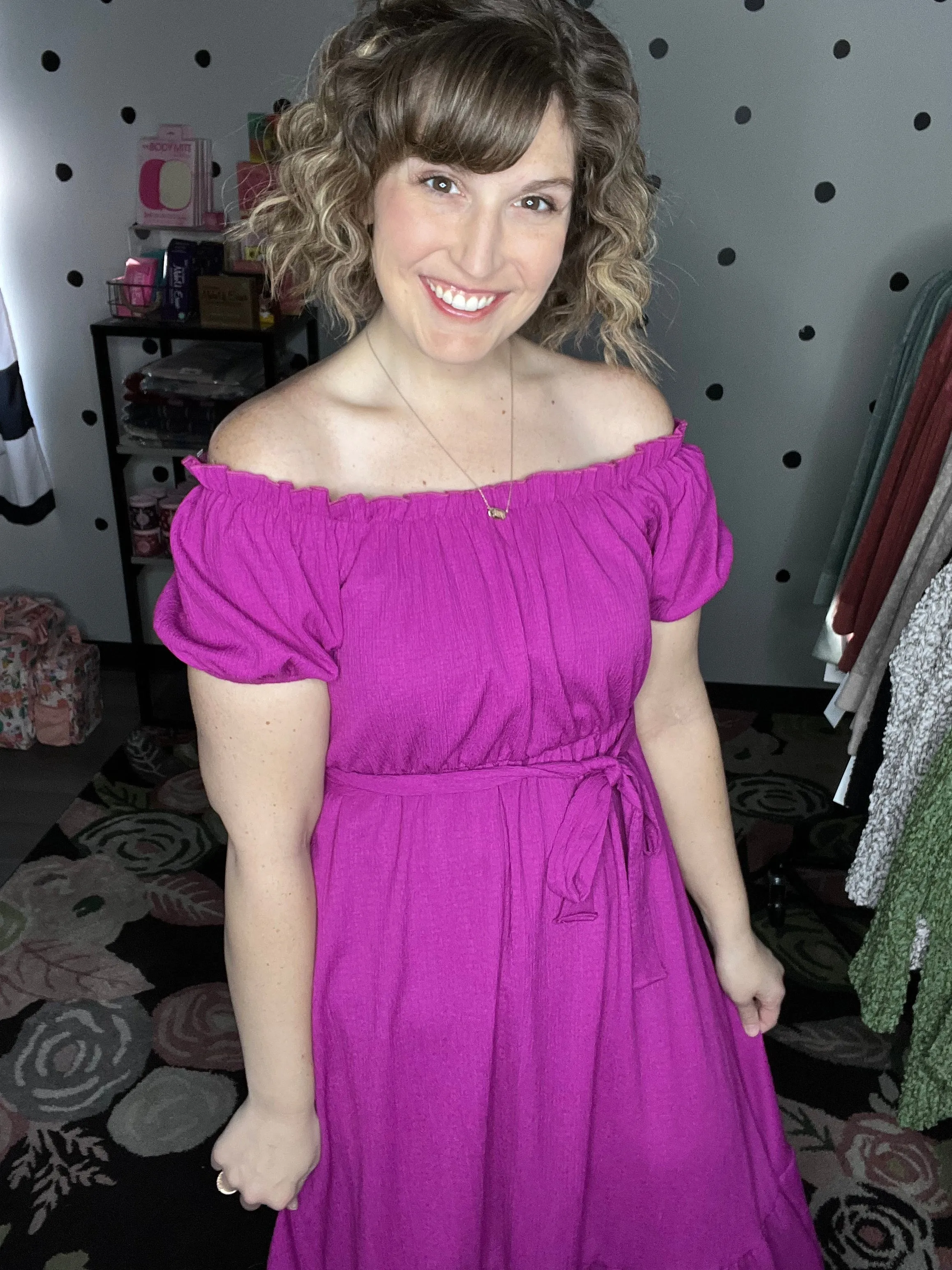 Teal & Berry Crinkle Midi Dress