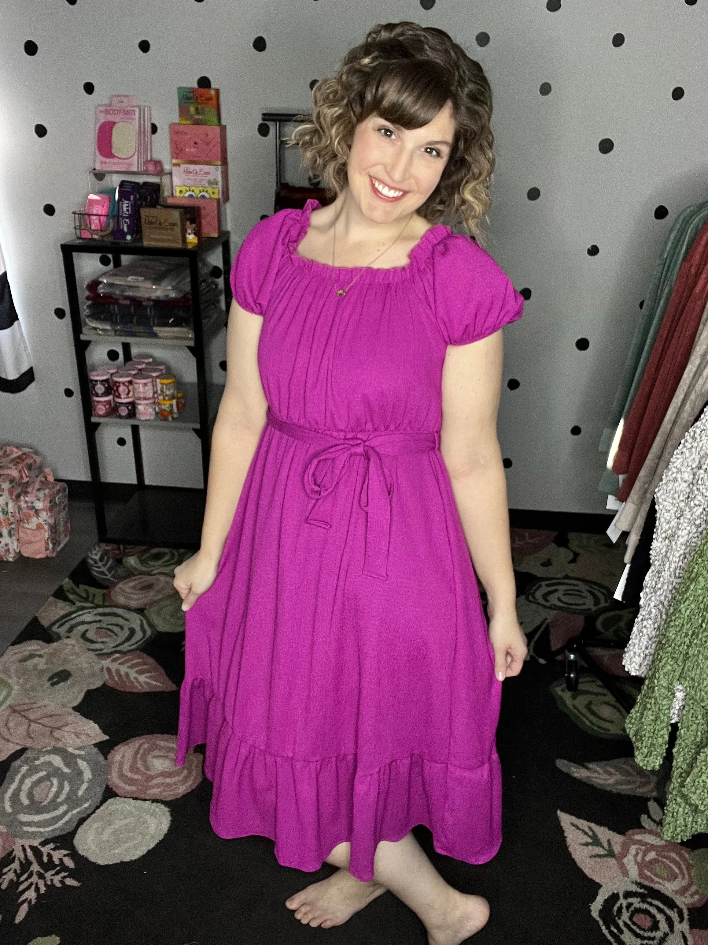 Teal & Berry Crinkle Midi Dress