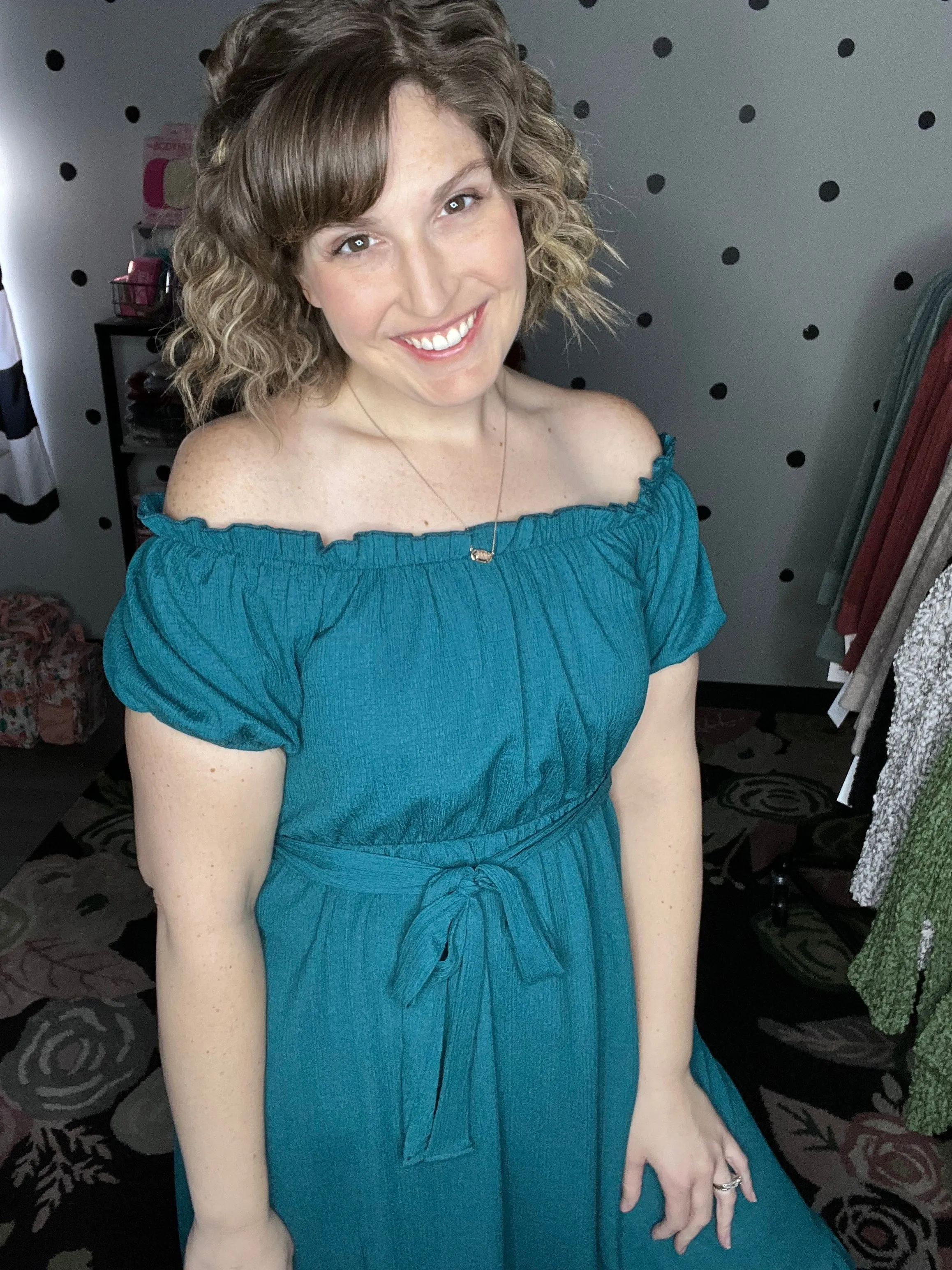 Teal & Berry Crinkle Midi Dress