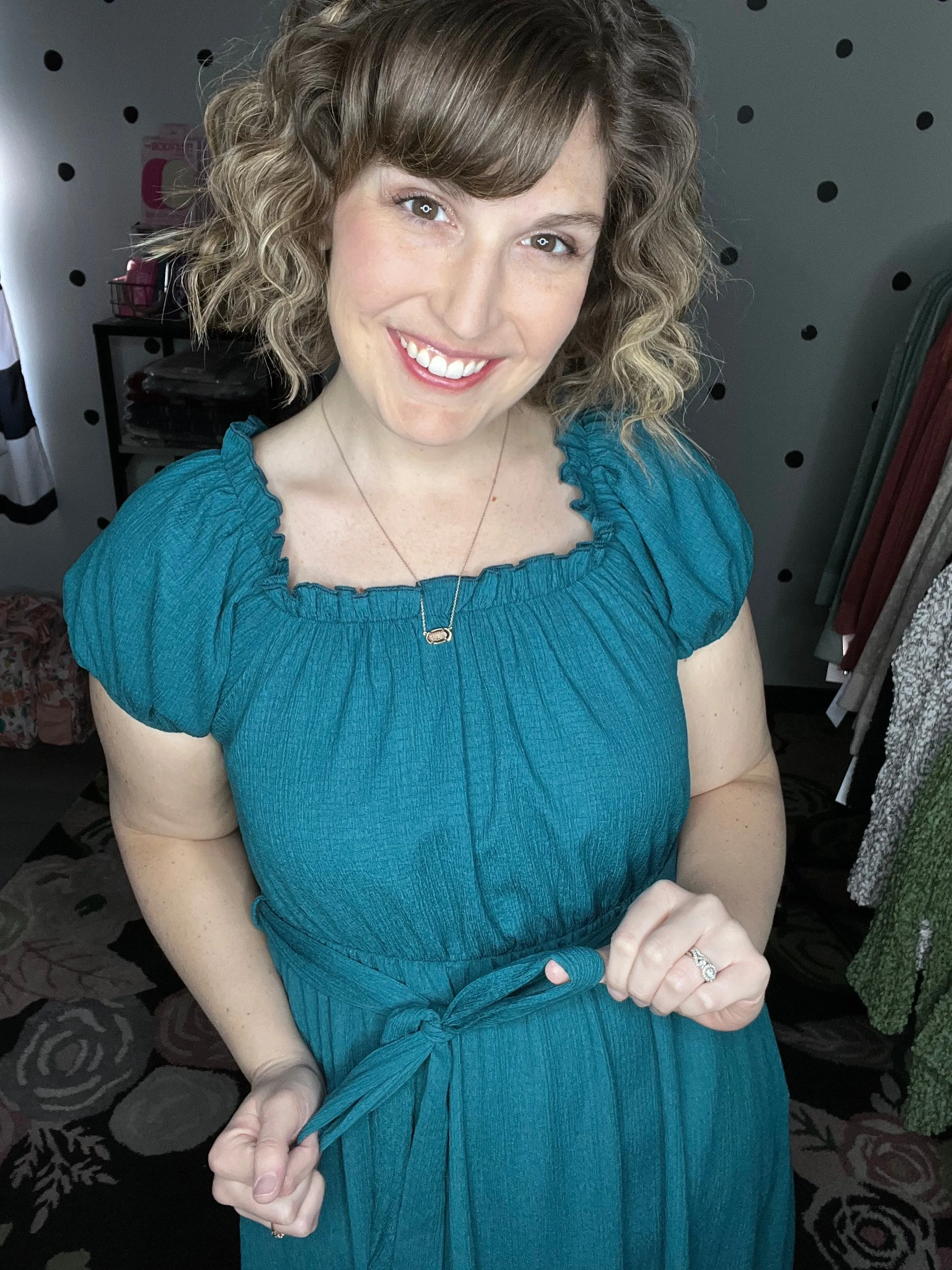 Teal & Berry Crinkle Midi Dress