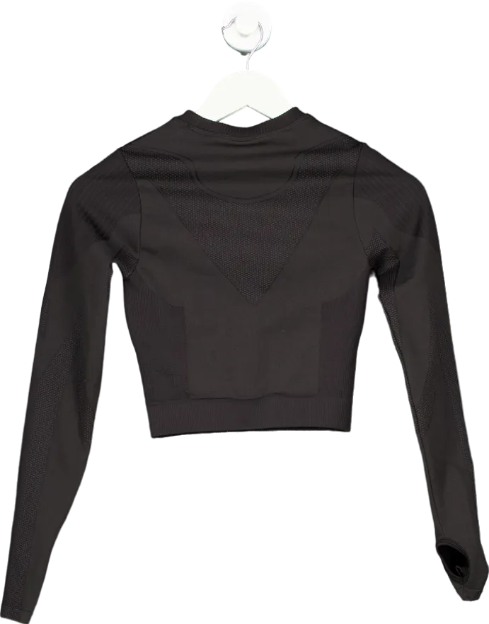 TheGivingMovement Black Seamless Long Sleeve Top UK XS