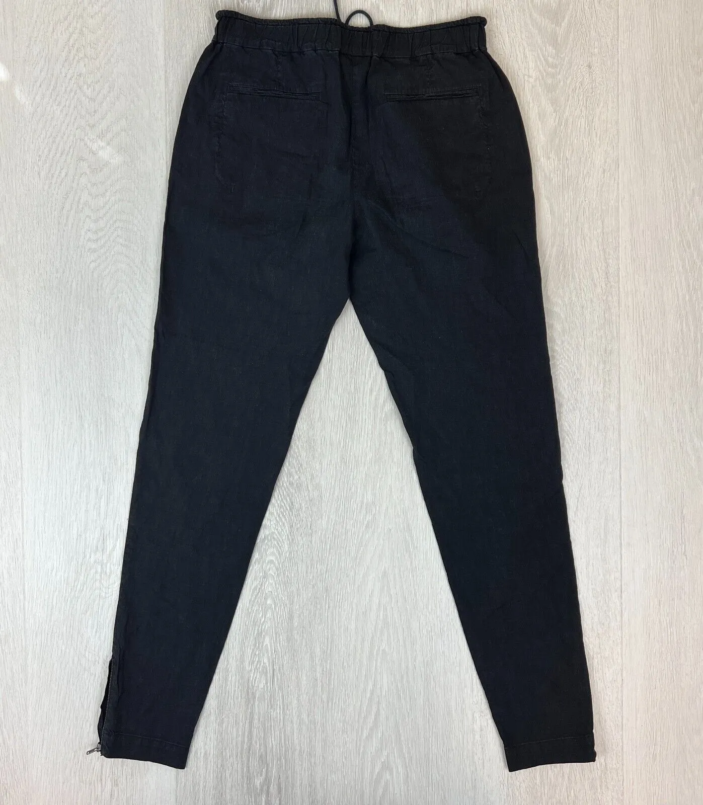 Theory Womens Black Tapered Linen Blen Pants Size Small