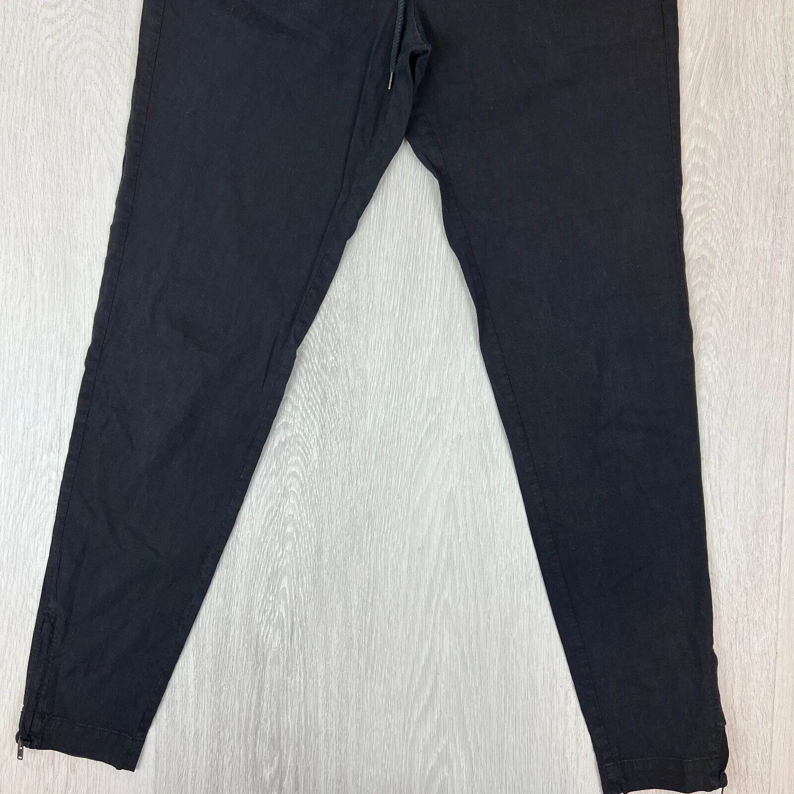 Theory Womens Black Tapered Linen Blen Pants Size Small