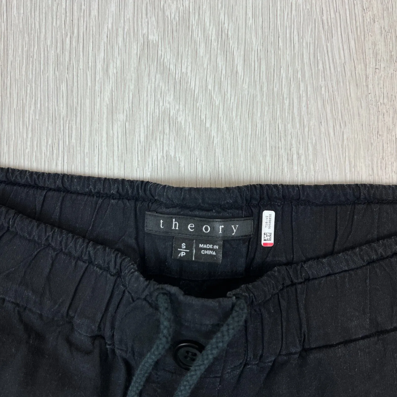 Theory Womens Black Tapered Linen Blen Pants Size Small