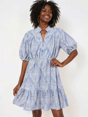 Tiered Floral Eyelet Fit & Flare Mini Sun Dress