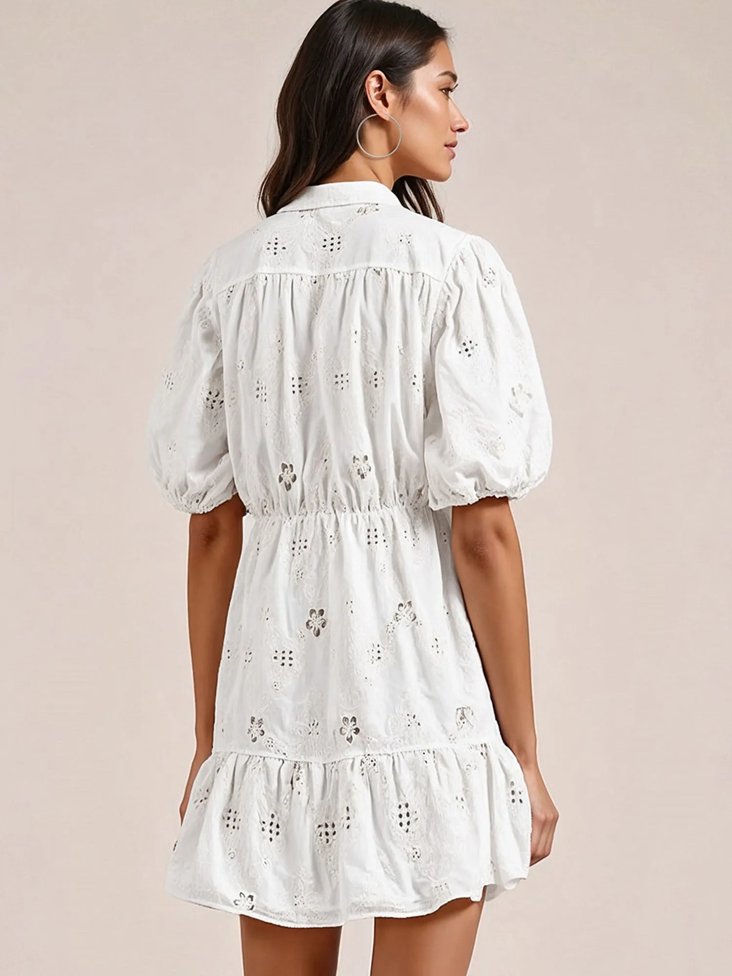 Tiered Floral Eyelet Fit & Flare Mini Sun Dress