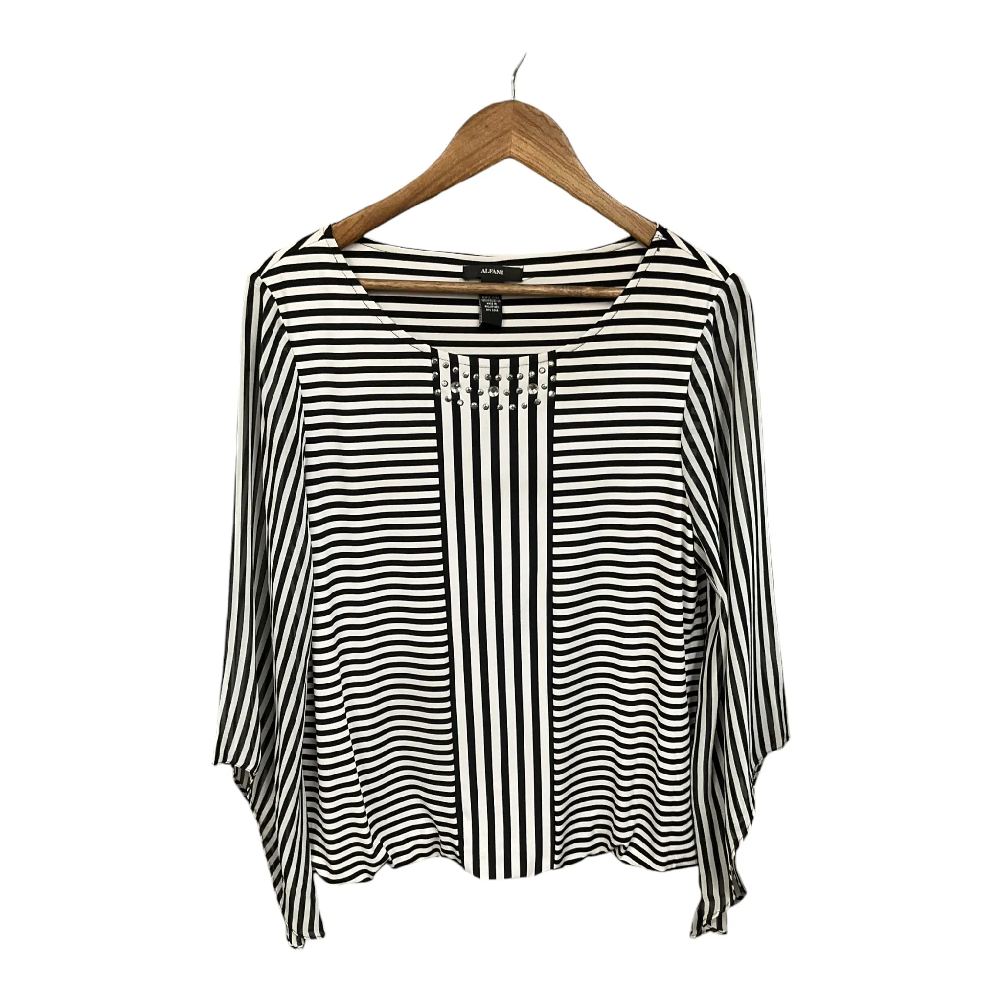 Top Long Sleeve By Alfani In Striped Pattern, Size: L