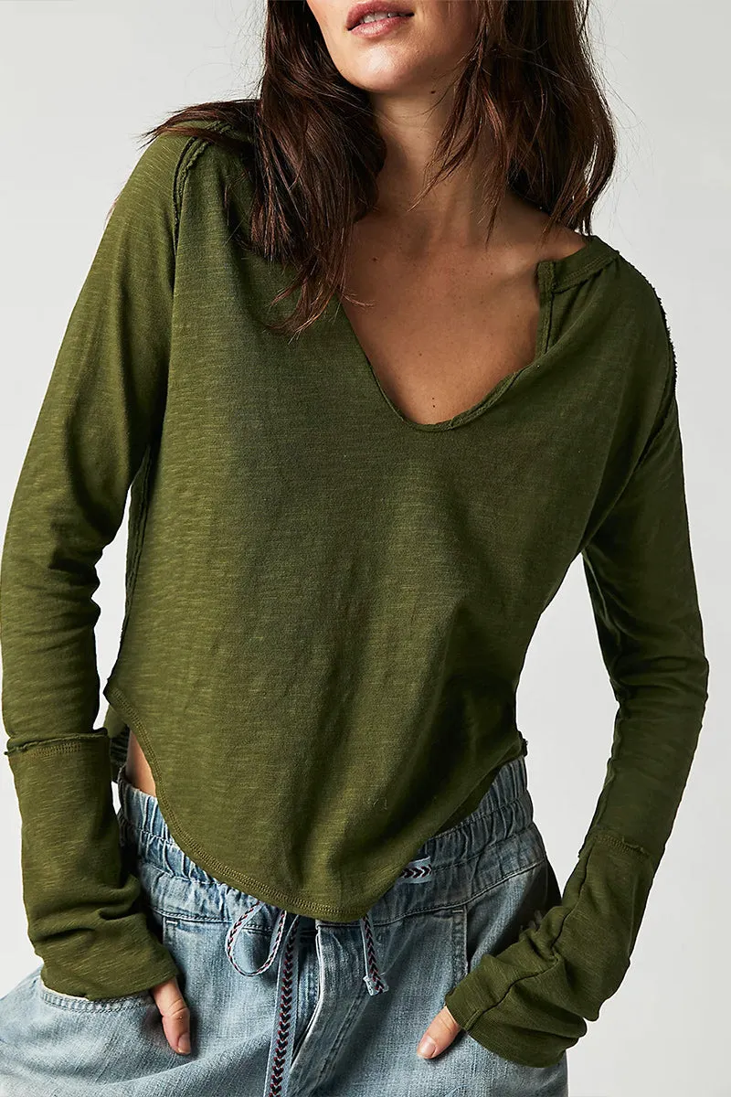 TR3342 V neck Casual Shirt Top Outerwear
