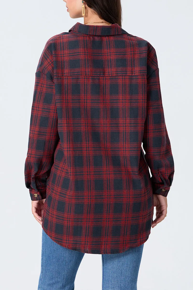 TR3365 Plaid Long Shirt Top