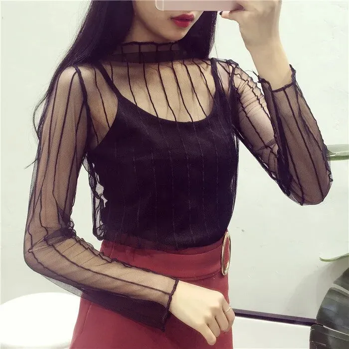 Transparent Undershirt Femininas Clubwear