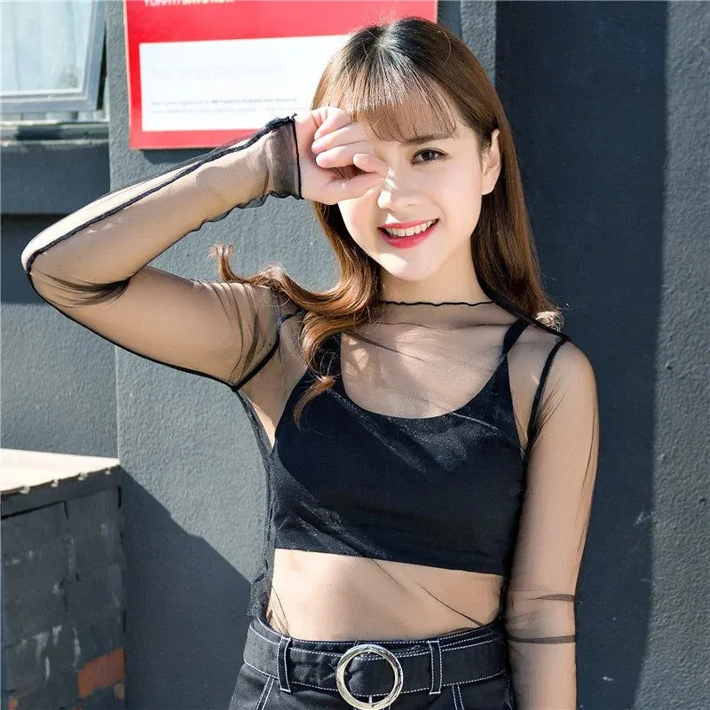 Transparent Undershirt Femininas Clubwear
