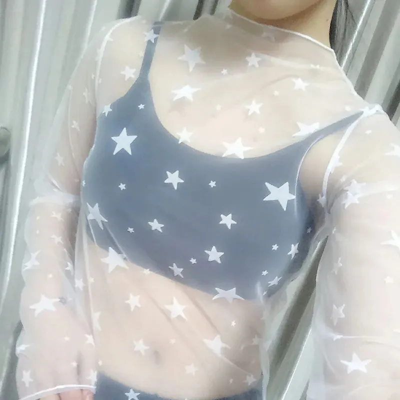 Transparent Undershirt Femininas Clubwear