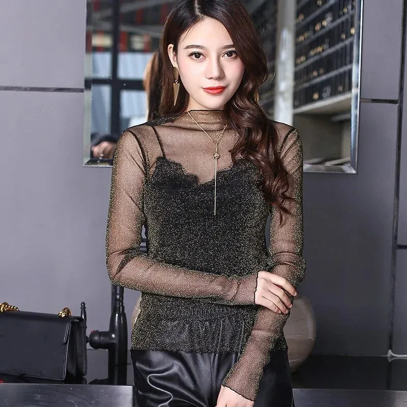 Transparent Undershirt Femininas Clubwear