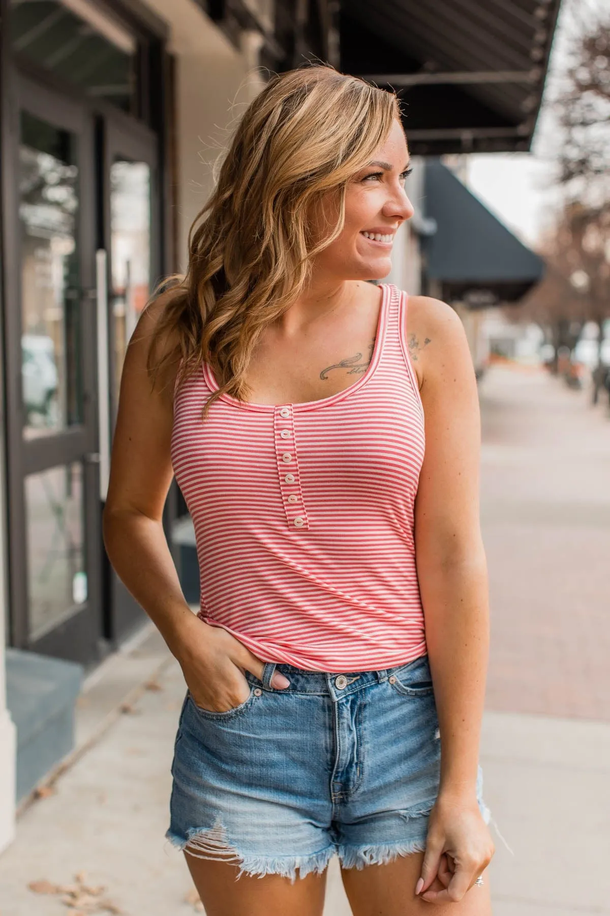 Tried And True Striped Tank- Red