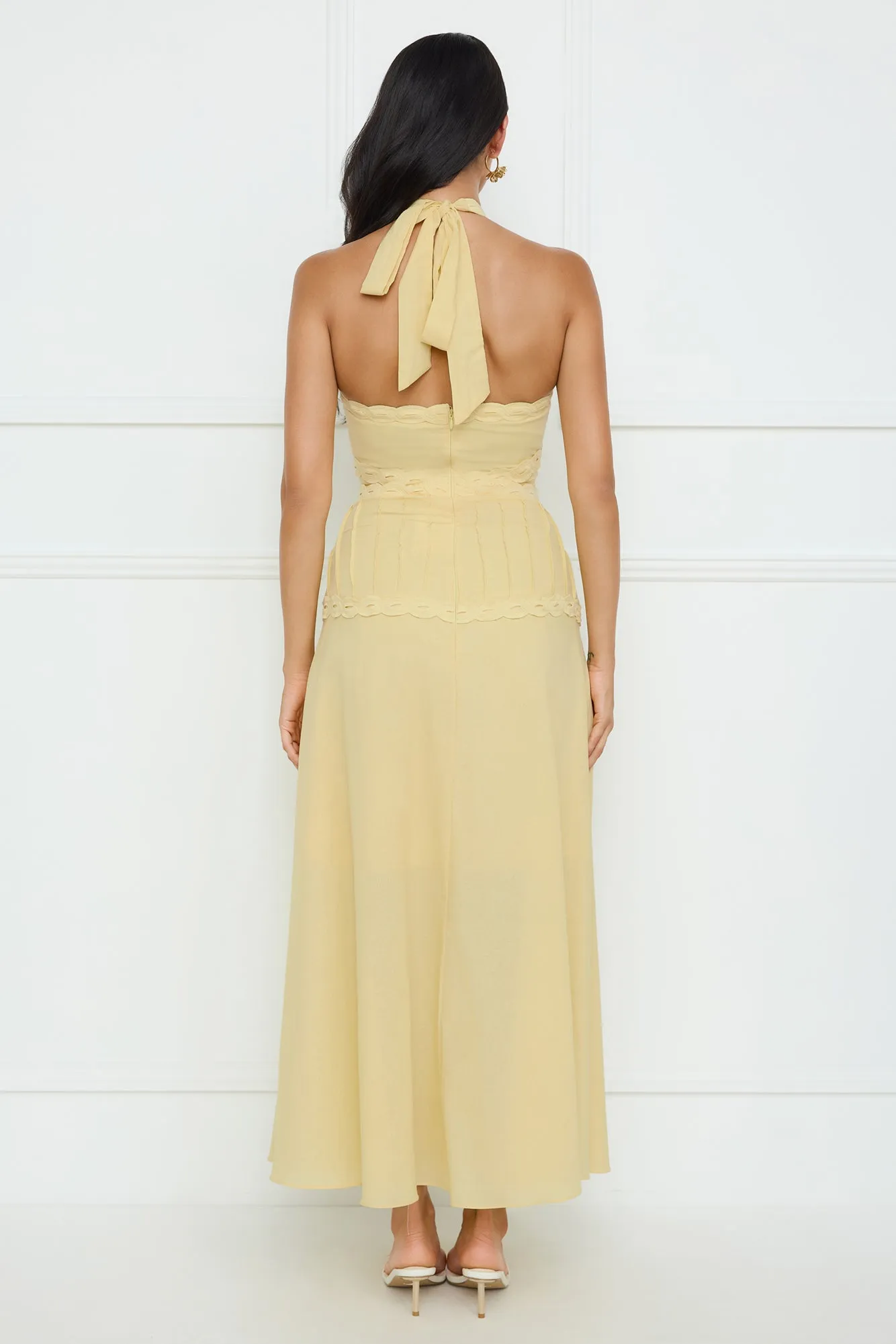 Tropical Honey Halter Maxi Dress Yellow
