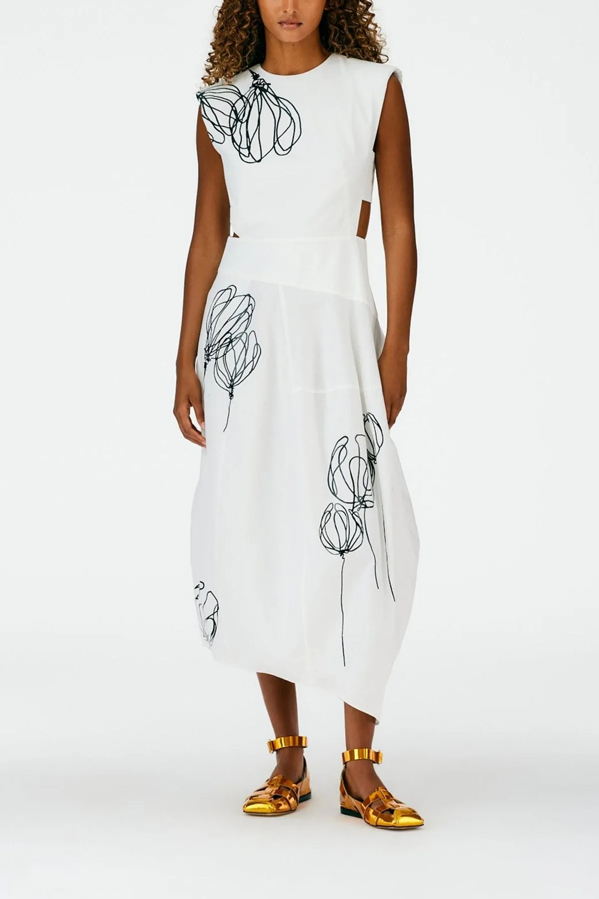 Tulipe Dress in White/Black Multi