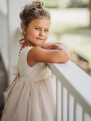 Tulle Champagne Jewel Neck Sleeveless Short Princess Party Dress Kids Sash Pageant Dresses