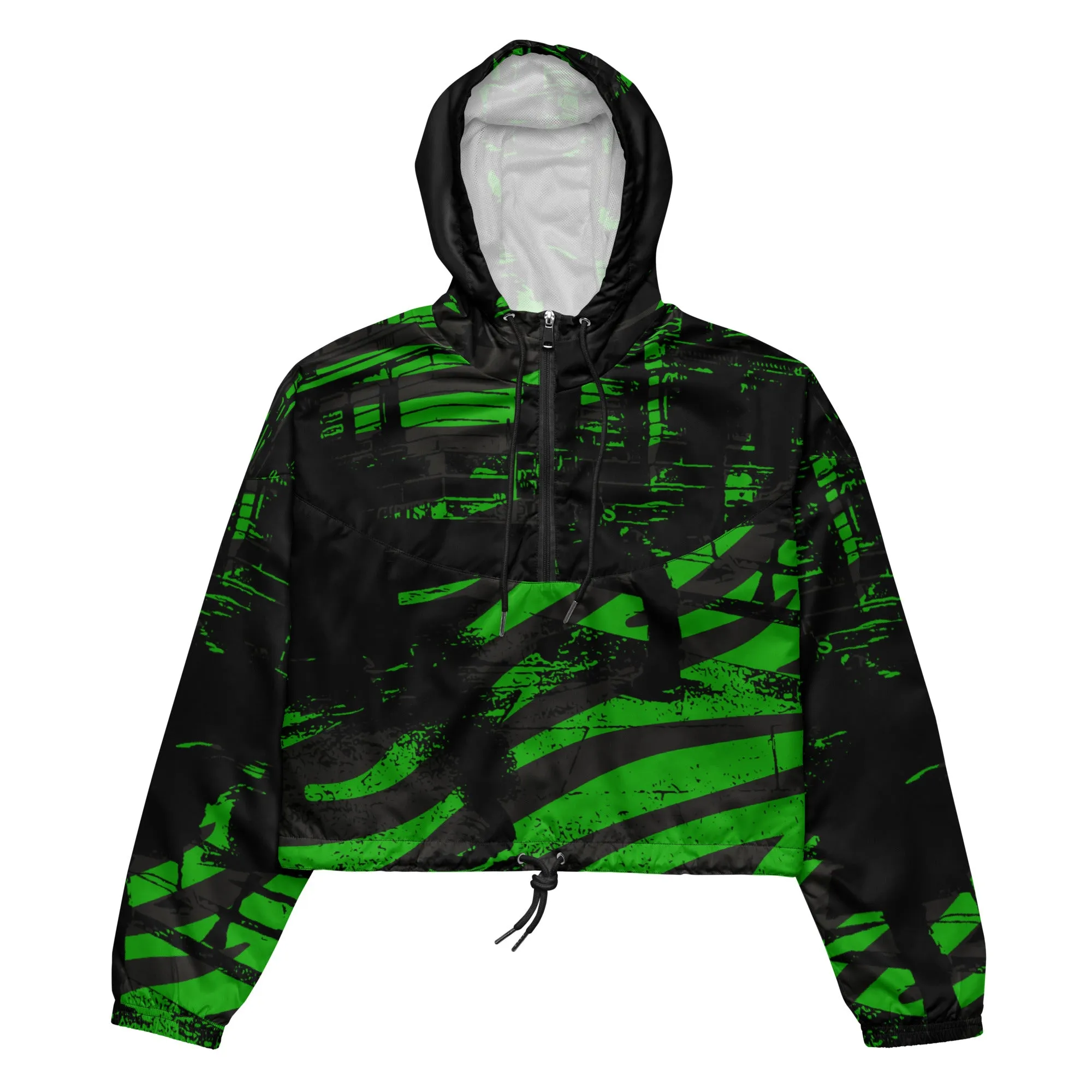 Urban Women’s Green Black Cropped Windbreaker