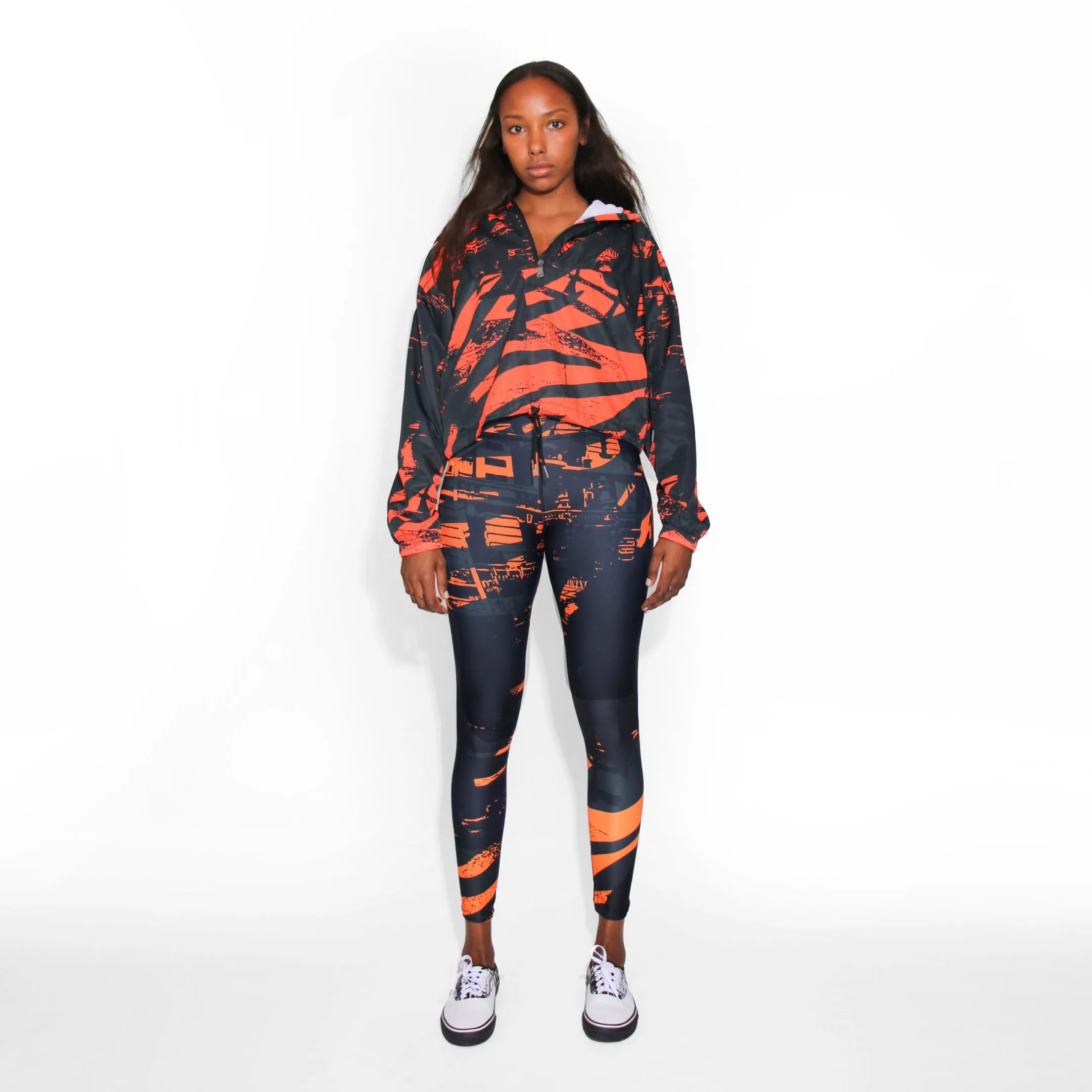 Urban Women’s Orange Black Cropped Windbreaker