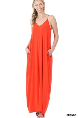 V-NECK MAXI SUN DRESS | ORANGE |