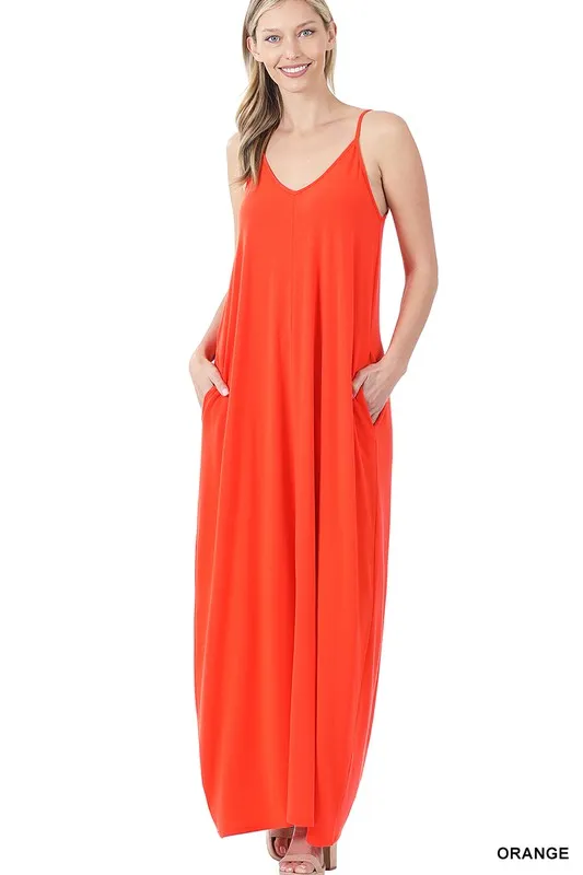 V-NECK MAXI SUN DRESS | ORANGE |